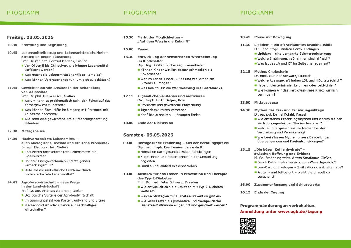 UGB-Tagung „Ernährung aktuell“