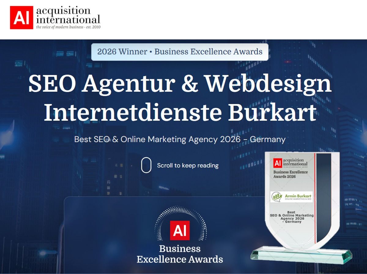 Die Internetdienste Burkart gewinnt AI Excellence Award 2026 im Bereich: Online Marketing