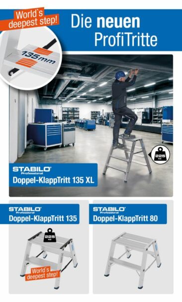 Neue STABILO Doppel-KlappTritte von KRAUSE – Breite Standflächen, hohe Belastbarkeit, klarer Praxisnutzen