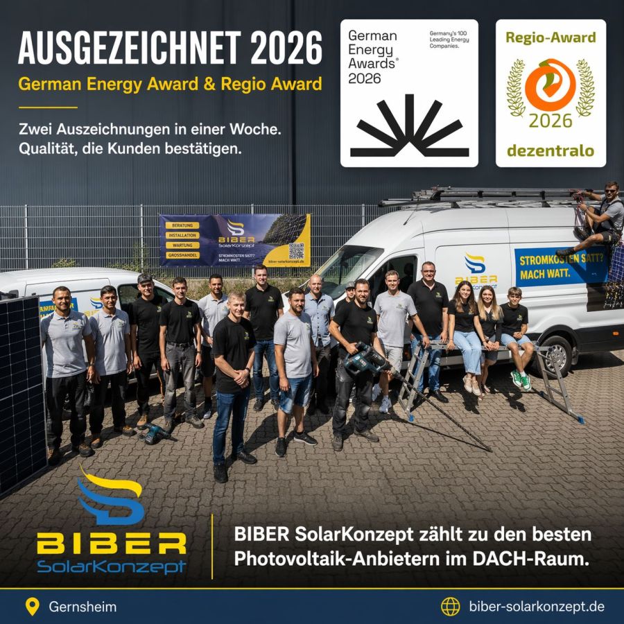BIBER SolarKonzept räumt nächsten Preis ab: Regio Award 2026 für herausragende Kundenzufriedenheit