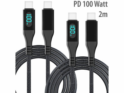 Callstel 2er-Set USB-C-Schnelllade-/Datenkabel, LED