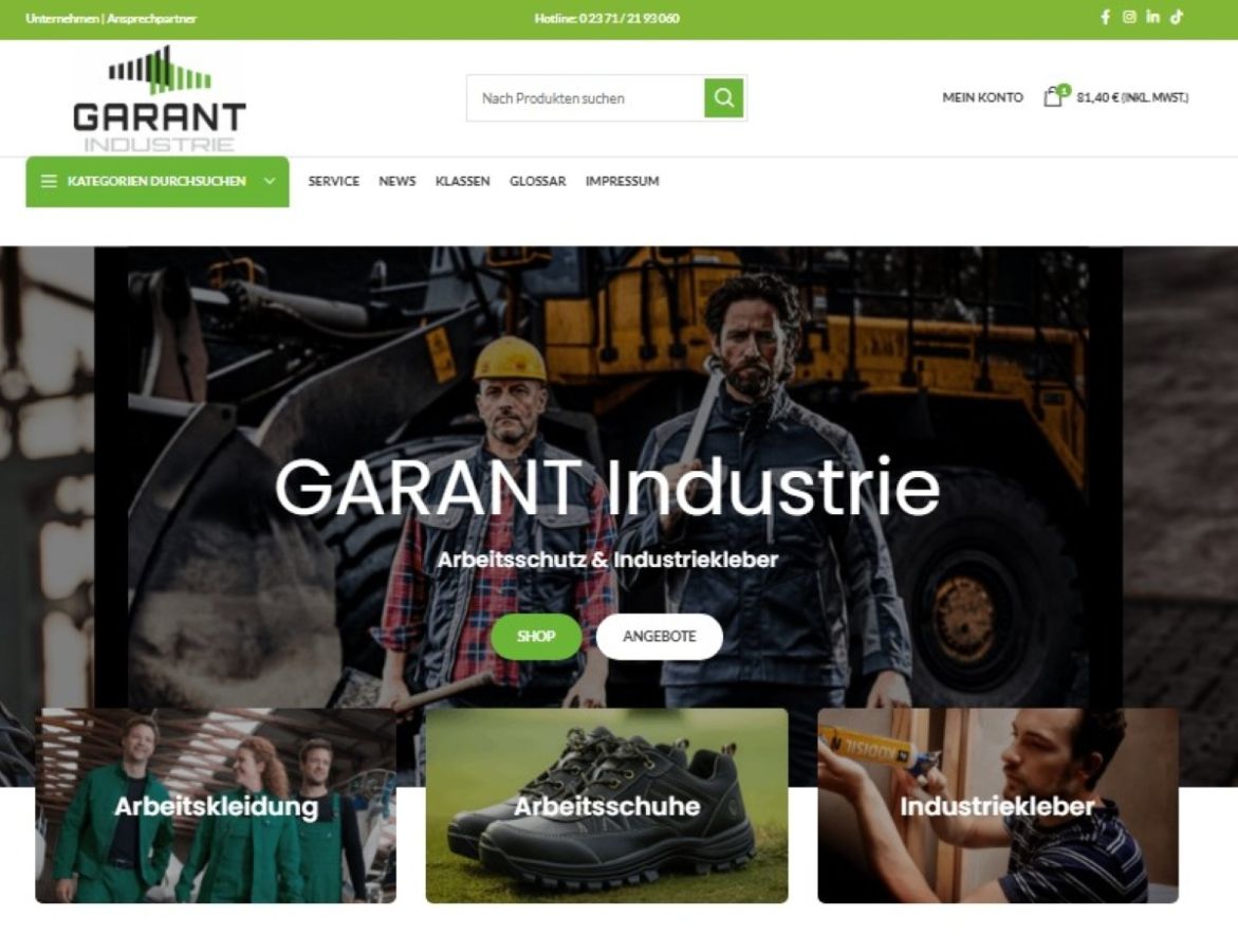 GARANT Industrie startet mit neuem Onlineshop in die nächste Phase