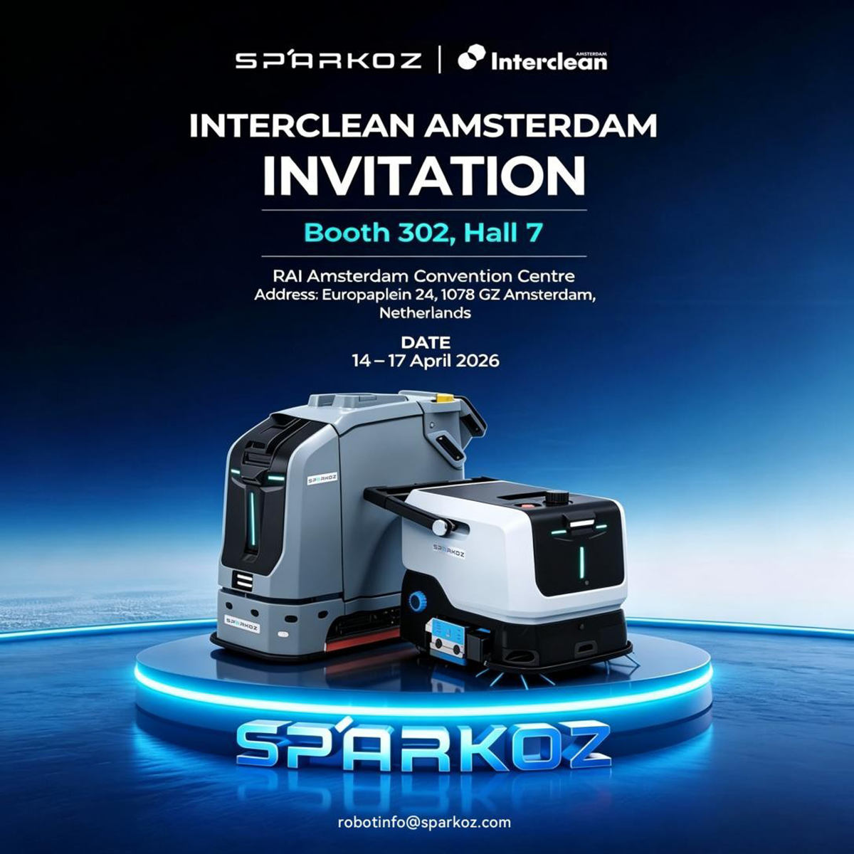 Sparkoz stellt auf der Interclean Amsterdam 2026 zwei Flaggschiff-Modelle für die gewerbliche Reinigung vor