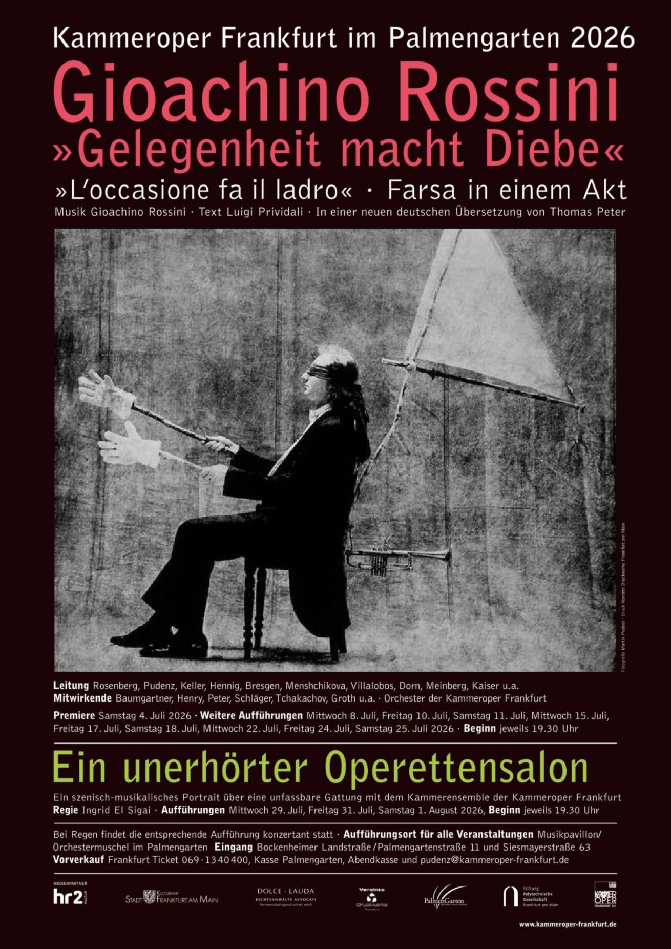Sommerliche Opernrarität im Palmengarten: Die Kammeroper Frankfurt mit Rossinis „Gelegenheit macht Diebe“