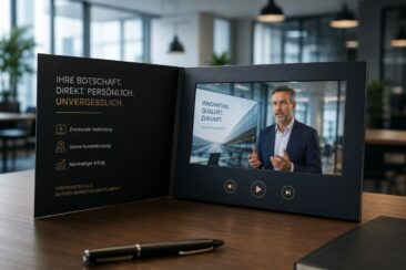 Videokarten als innovatives Werbemittel mit Logo – interaktive Marketinglösung mit Video-Display