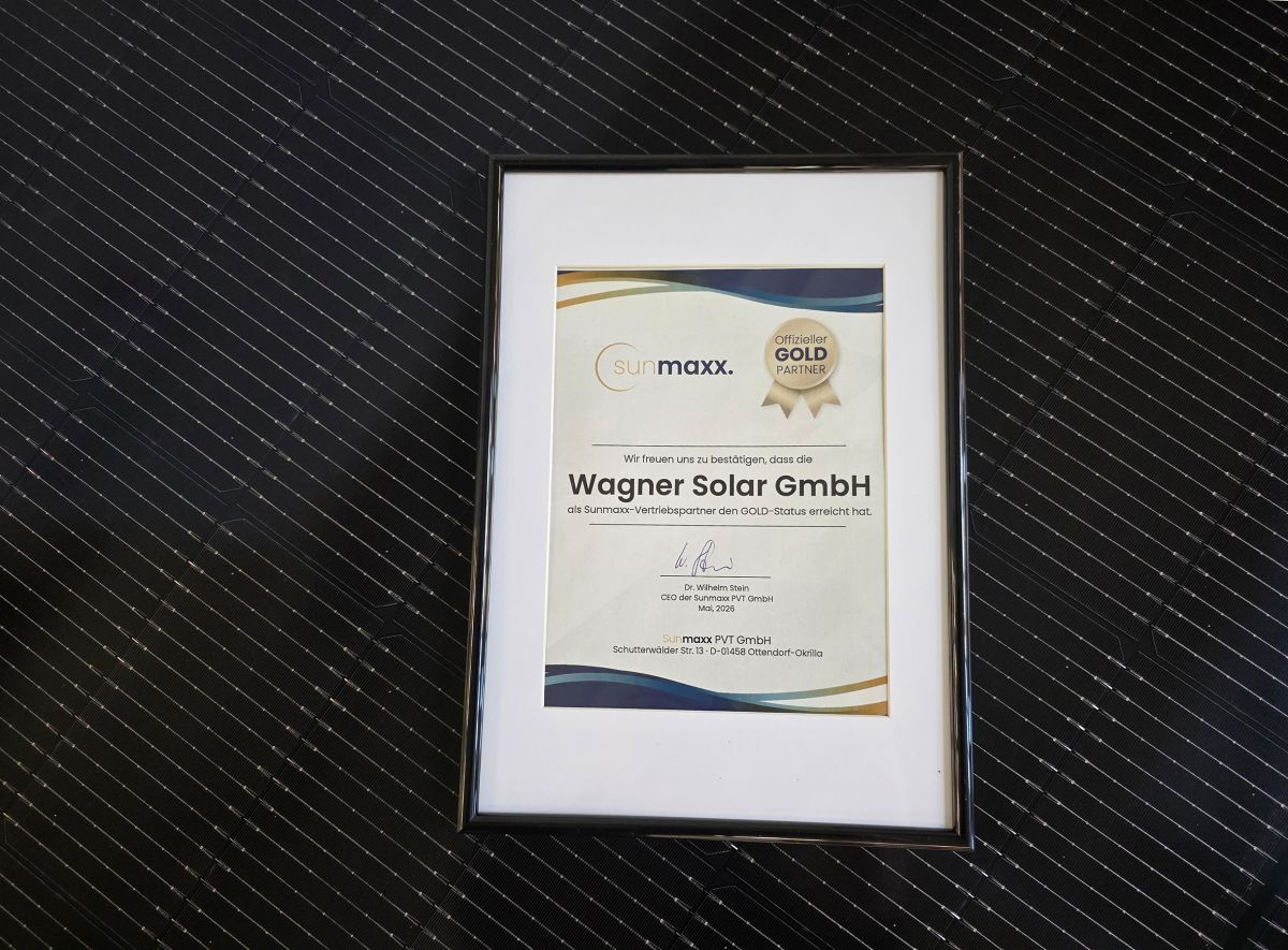 Wagner Solar zweites Mal in Folge als Sunmaxx Premium-Goldpartner ausgezeichnet
