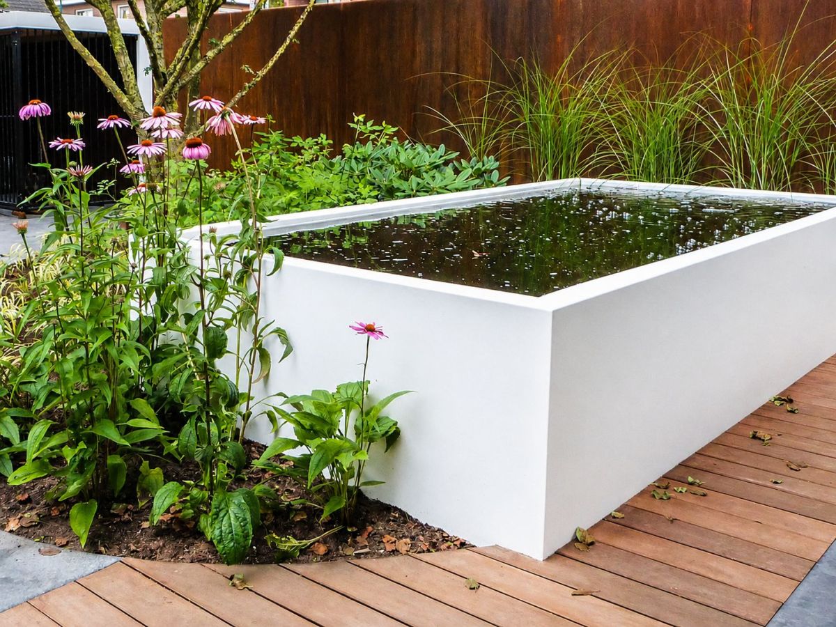 Wasserbecken statt Gartenteich: Moderne Hochteiche für Garten und Terrasse im Trend