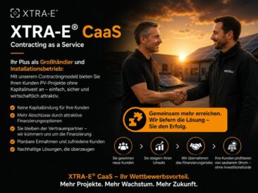 XTRA-E® erweitert Portfolio: PV-Contracting für Gewerbe jetzt auch über CaaS Portal für Installateure
