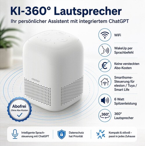 auvisio KI-Sprachassistent mit ChatGPT 360° Sprachausgabe