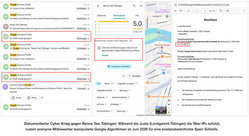 Cyber-Sabotage gegen Taxi-Unternehmen: Wenn Google-Algorithmen zur Existenzvernichtung genutzt werden