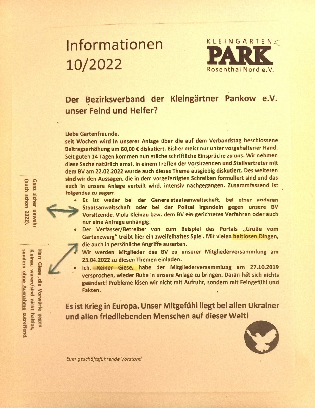 Der Kleingartenfunktionär Reiner Giese und der Sonderverbandstag beim Bezirksverband der Gartenfreunde Pankow.