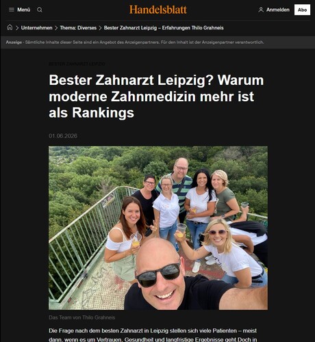 Handelsblatt-Firmenporträt: Zahnarztkompetenz und Patientenvertrauen im Fokus