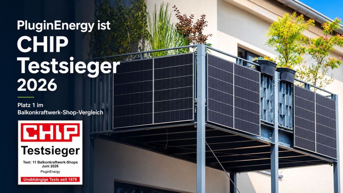 PluginEnergy ist CHIP Testsieger 2026 im Vergleich der Balkonkraftwerk-Shops