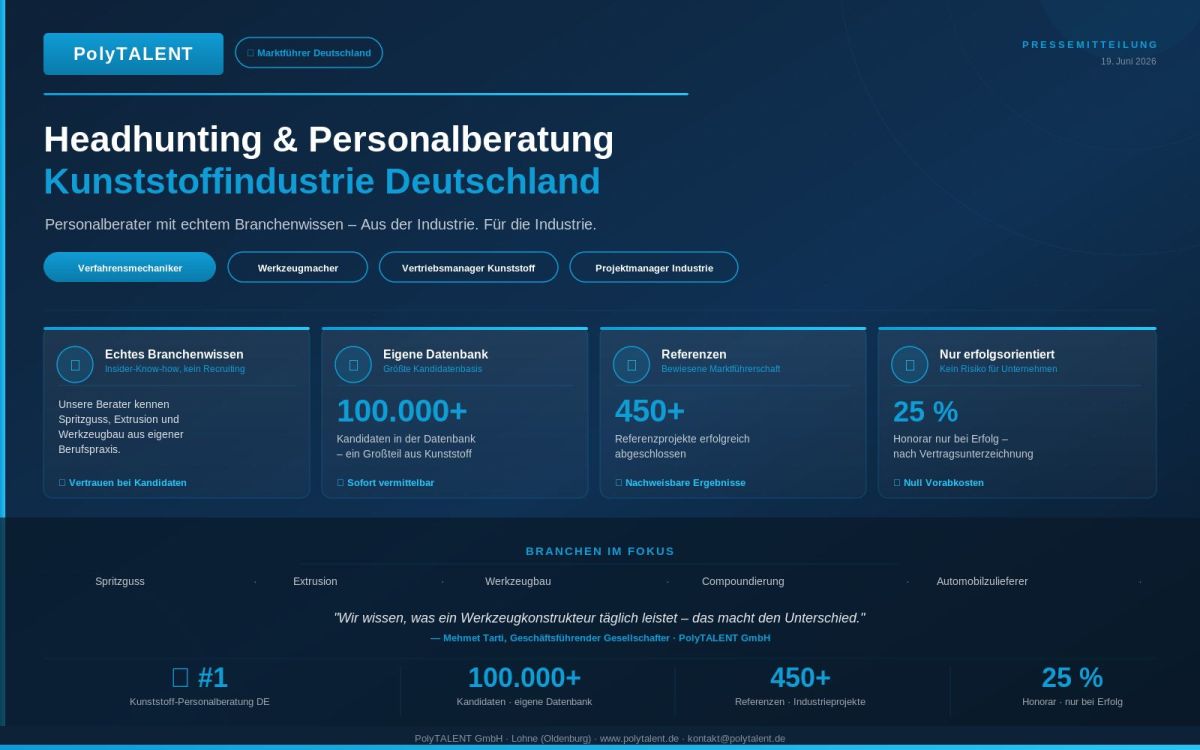 PolyTALENT: Marktführer im Headhunting für die Kunststoffindustrie – Berater aus der Kunststoffindustrie