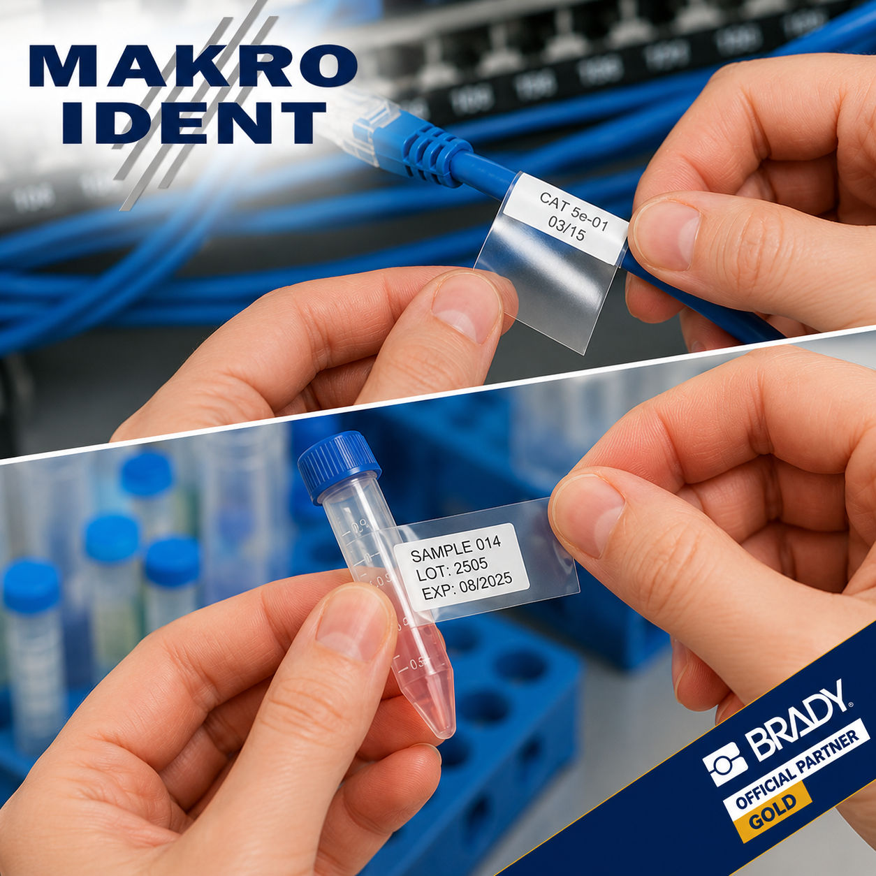Selbstlaminierende Wickeletiketten für Kabel- und Laborkennzeichnungen