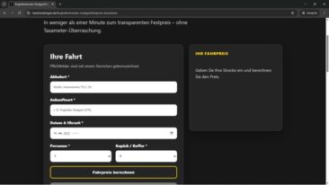 Taxi Tübingen Preisrechner neu gestaltet