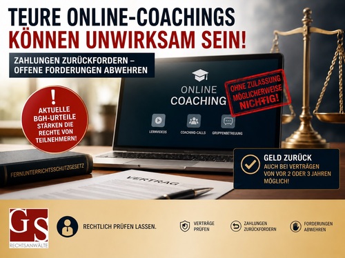 Teure Online-Coachings: Teilnehmer können Zahlungen zurückfordern
