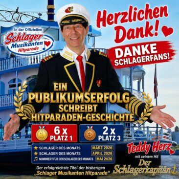 Auf Wunsch vieler Radios und DJs: Teddy Herz veröffentlicht „Der Schlagerkapitän (Radio Version)“