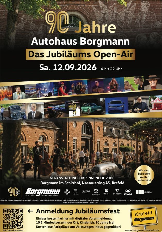 Autohaus Borgmann lädt zum Jubiläums-Open-Air (90 Jahre) in den Schirrhof