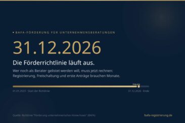 BAFA-Förderrichtlinie endet am 31.12.2026: Wer noch als Berater gelistet werden will, muss jetzt rechnen