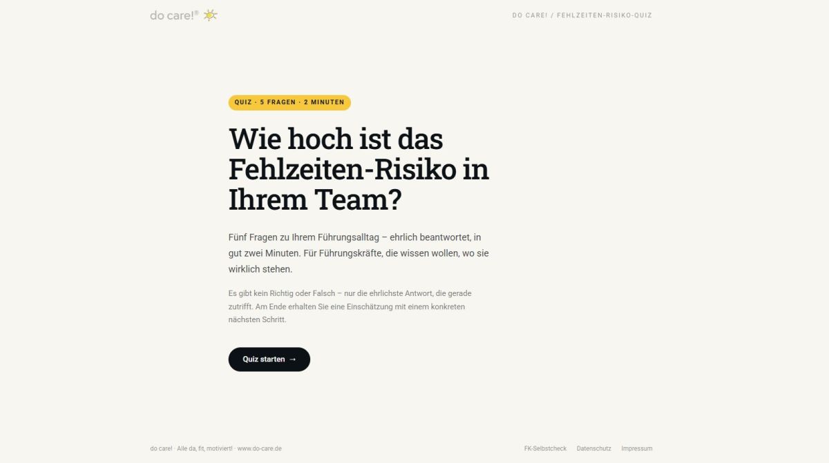 Fünf Fragen, zwei Minuten: Neues Kurz-Quiz zeigt Führungskräften ihr Fehlzeiten-Risiko