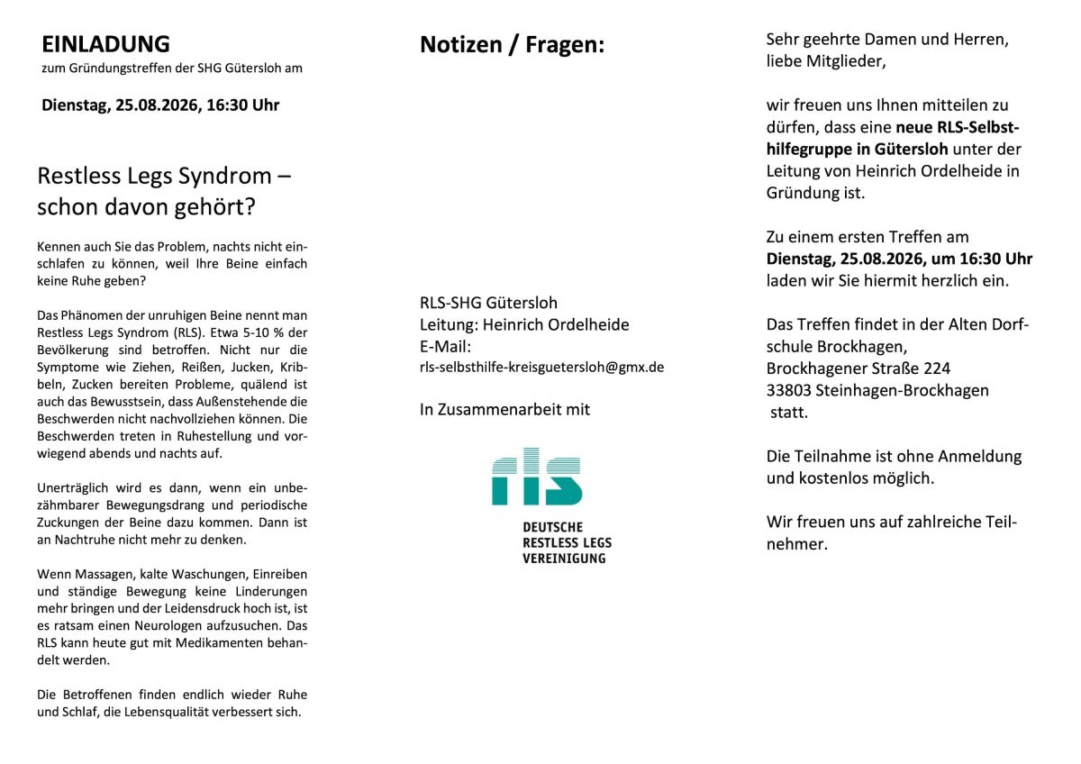 Gründungstreffen der RLS-Selbsthilfegruppe Gütersloh