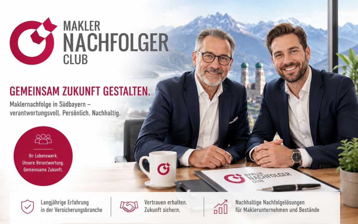 Maklernachfolge in Südbayern: Vater-Sohn-Team sucht Versicherungsbestand oder Maklerunternehmen zur Übernahme