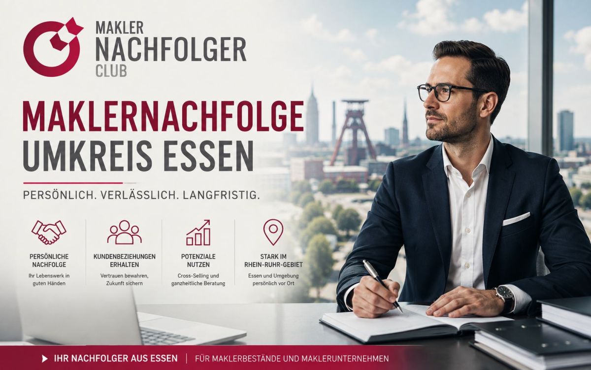 Maklernachfolge Umkreis Essen: Erfahrener Versicherungsmakler sucht einen Maklerbestand