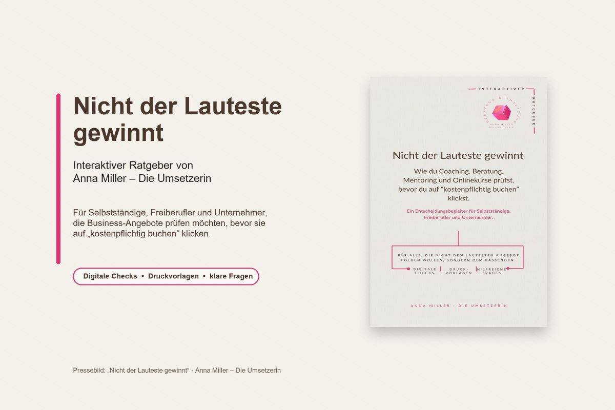 Nicht der Lauteste gewinnt: Neuer Ratgeber hilft Selbstständigen bei Coaching-Entscheidungen