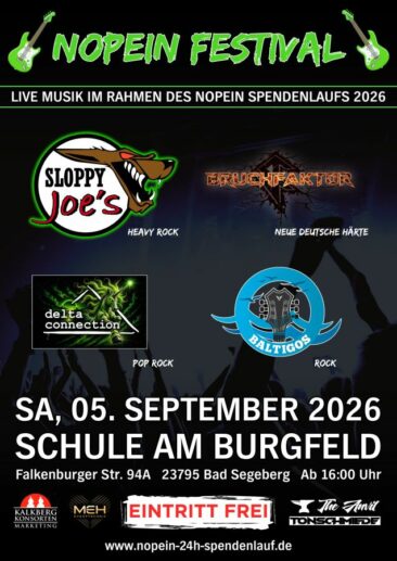 Nopein Festival in Bad Segeberg: Kostenloses Open-Air mit vier Live-Bands am 05.09.2026