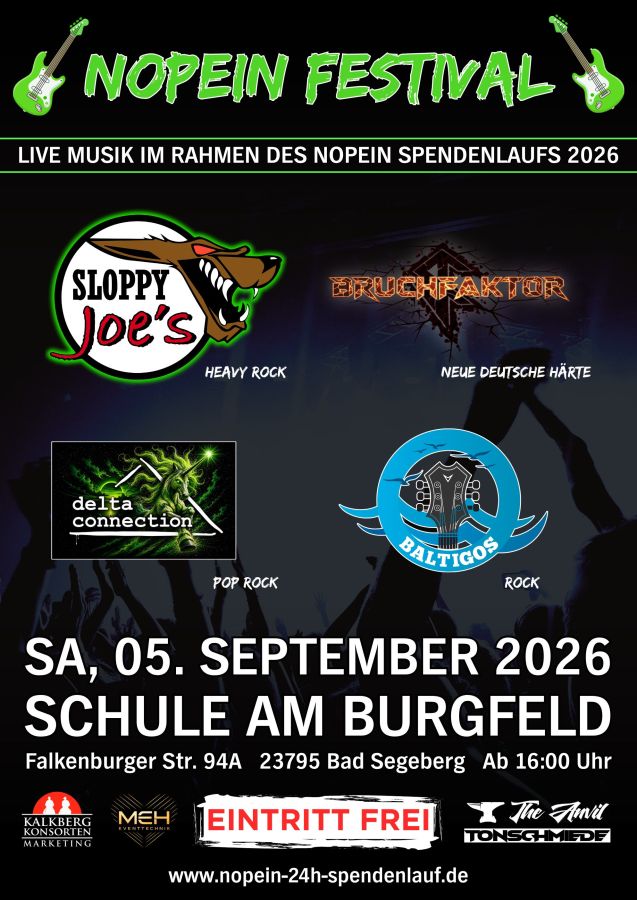 Nopein Festival in Bad Segeberg: Kostenloses Open-Air mit vier Live-Bands am 05.09.2026