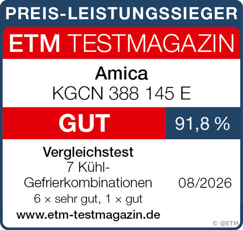 Preis-Leistungssieger: Amica Kühl-Gefrierkombination KGCN 388 145 E überzeugt im ETM-Vergleichstest