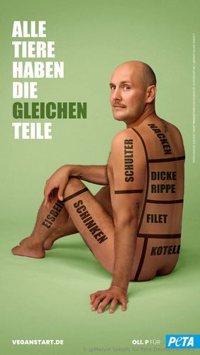 So hat man OIi.P noch nie gesehen! Neues PETA-Motiv: hüllenlos und mit klarer Message auf dem Körper