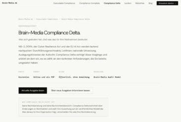 Compliance Delta, Ausgabe 1: CRA-Meldepflichten greifen, 12.000 NIS-2-Registrierungen fehlen