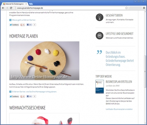 Erfolgreiche Homepage für Existenzgründer