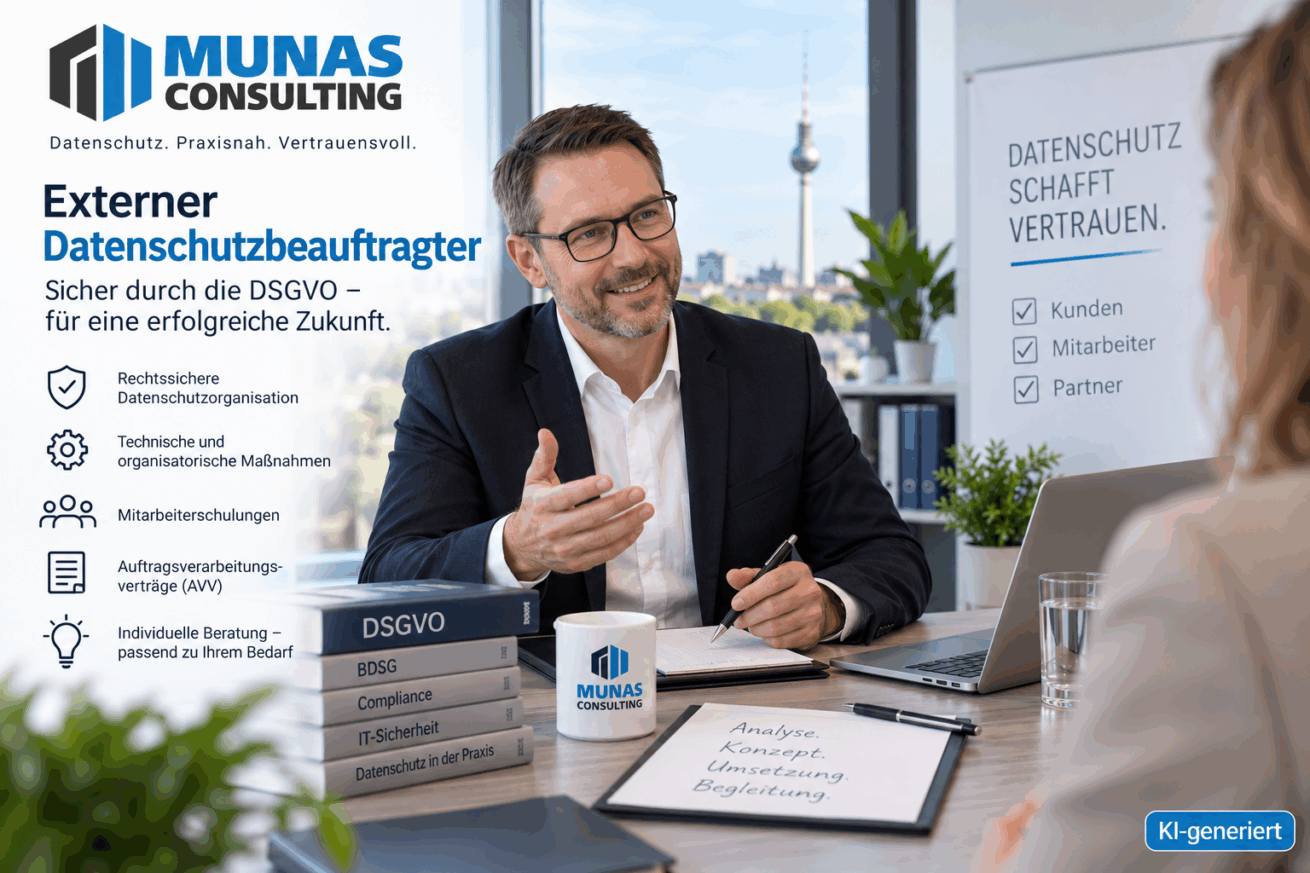 Externer Datenschutzbeauftragter: MUNAS Consulting begleitet Unternehmen sicher durch die DSGVO