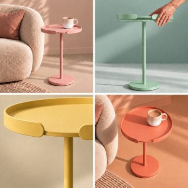 Flexibilität in Form und Farbe:  Der Beistelltisch mit Tablett von Siqual Design für drinnen und draußen