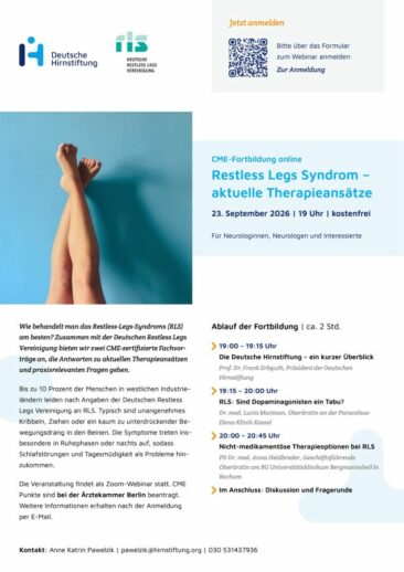 Für Ärzte am Welt-RLS-Tag: Online CME-Fortbildung Restless Legs Syndrom – aktuelle Therapieansätze