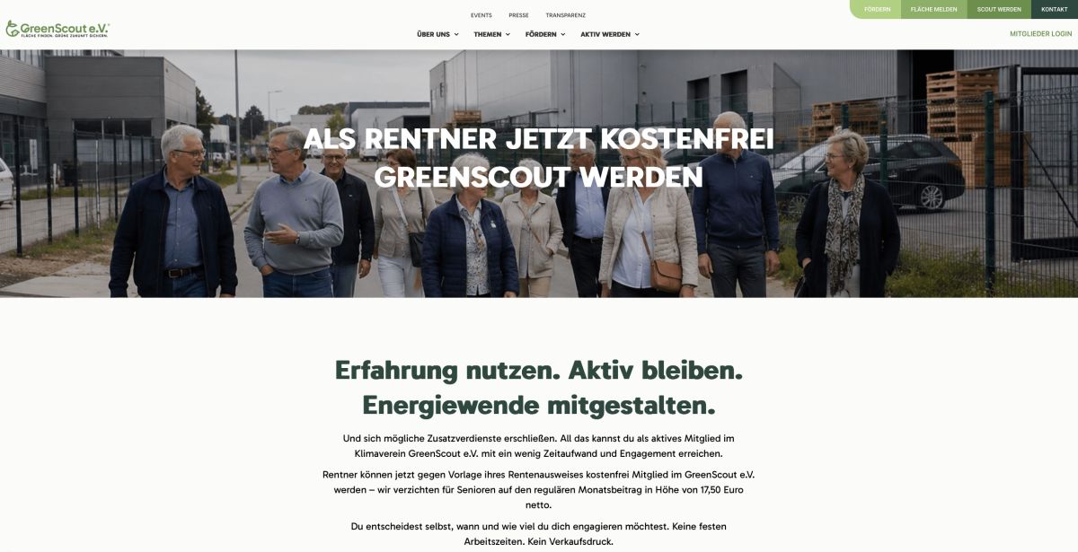 GreenScout e.V. bietet Rentnern kostenfreie Mitgliedschaft und mögliche Zusatzverdienste durch Nebenjob