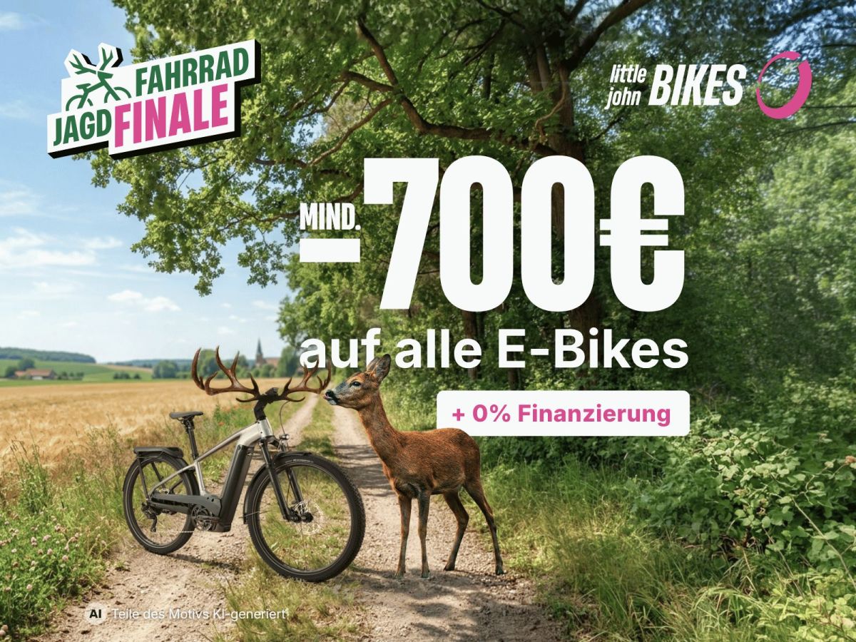 Große Schlussjagd bei Little John Bikes: Marken E-Bikes jetzt mind. 700 EUR reduziert + gratis Inspektion