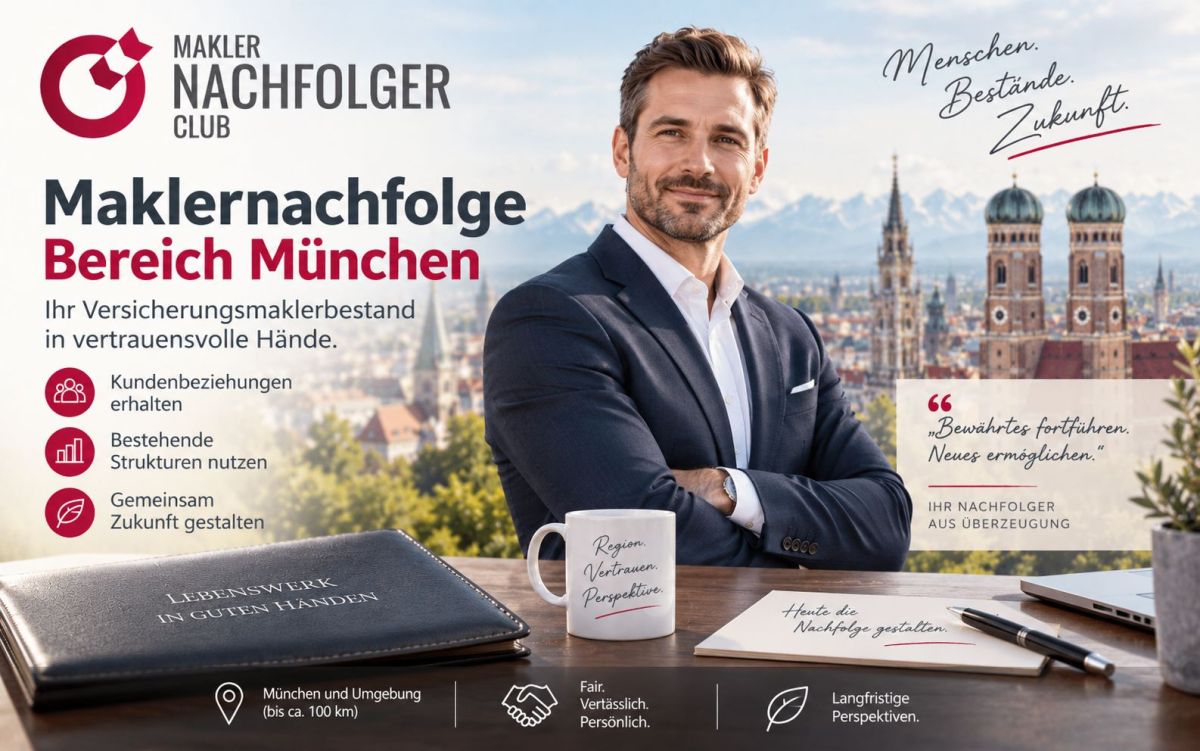 Maklernachfolge im Raum München ? Maklerbestand oder Maklerunternehmen zur Übernahme gesucht