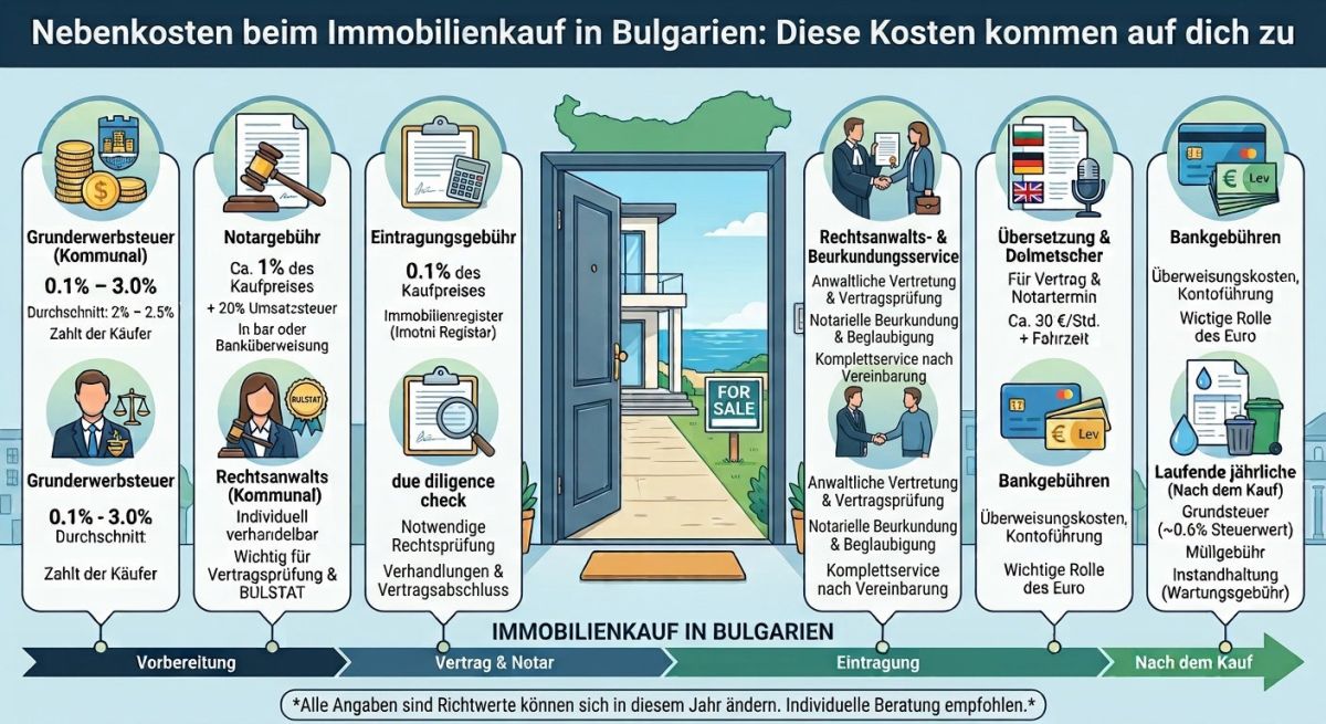 Nebenkosten beim Immobilienkauf in Bulgarien: Diese Kosten kommen 2026 auf dich zu