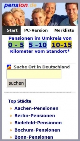 pension.de mit neuer APP für die Umkreissuche vom Standort