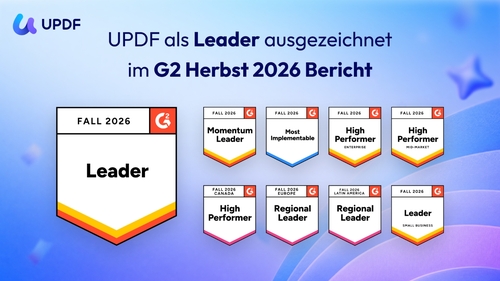 UPDF als Leader ausgezeichnet im G2 Herbst 2026 Bericht