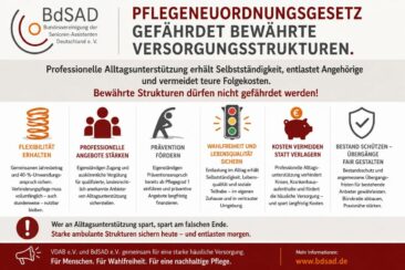 VDAB und BdSAD warnen: Pflegeneuordnungsgesetz gefährdet bewährte Versorgungsstrukturen
