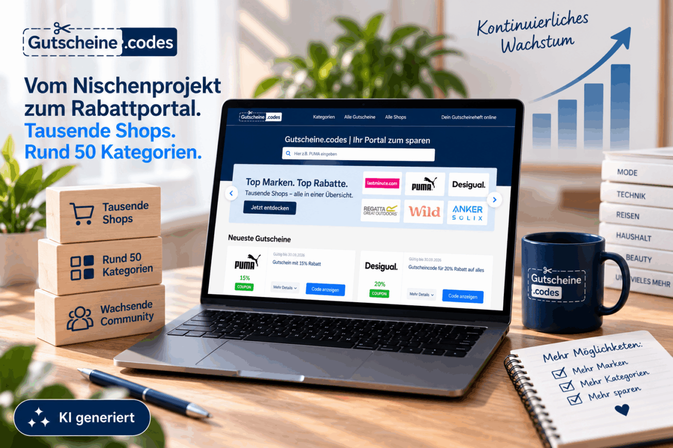 Vom Nischenprojekt zum Rabattportal: gutscheine.codes wächst auf tausende Shops