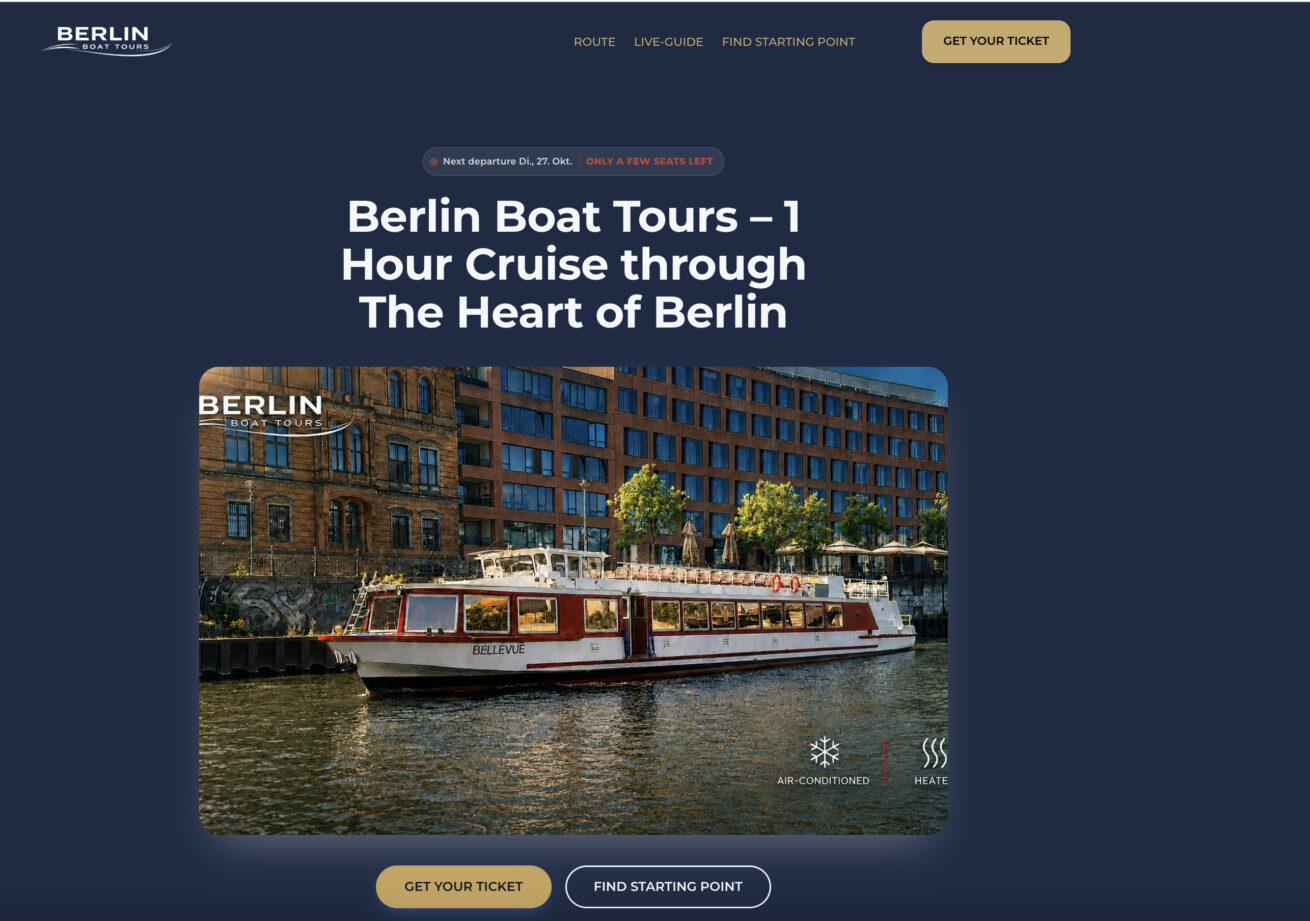 Berlin Boat Tours stellt neue Webseite für Bootstour Berlin mit Live-Guide am Berliner Dom vor