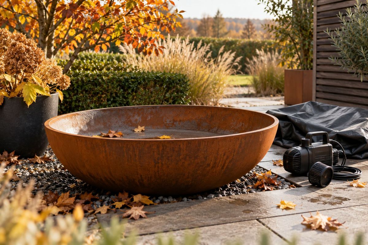 Erste Frostnächte: So schützen Gartenbesitzer ihre Brunnen und Wasserbecken