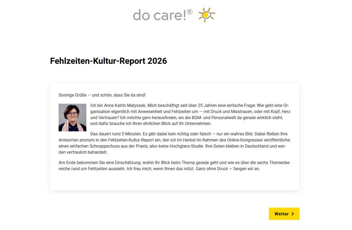 Fehlzeiten-Kultur-Report 2026: Teilnahme noch bis 22. Oktober möglich