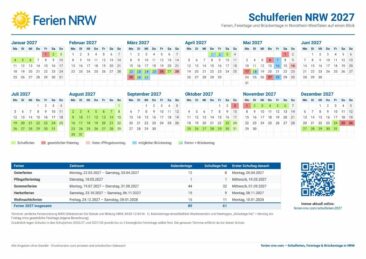 Ferien-NRW.com: Schulferien, Feiertage und Brückentage in NRW bis 2030 auf einen Blick
